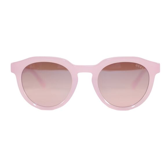 GUESS Round Womens Sunglasses - Frosted Light Pink/Bordeaux Pink Mirror - NWT - Picture 4 of 12